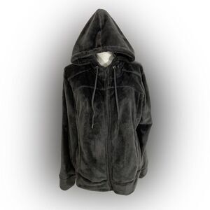 Adrienne Vittadini Sport Jacket Women’s XL Gray Faux Fur Hoodie Zip